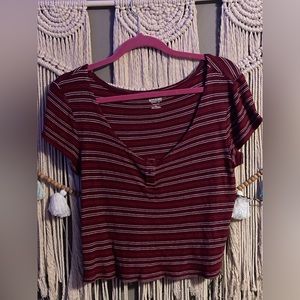 Red Striped Baby Doll Tee